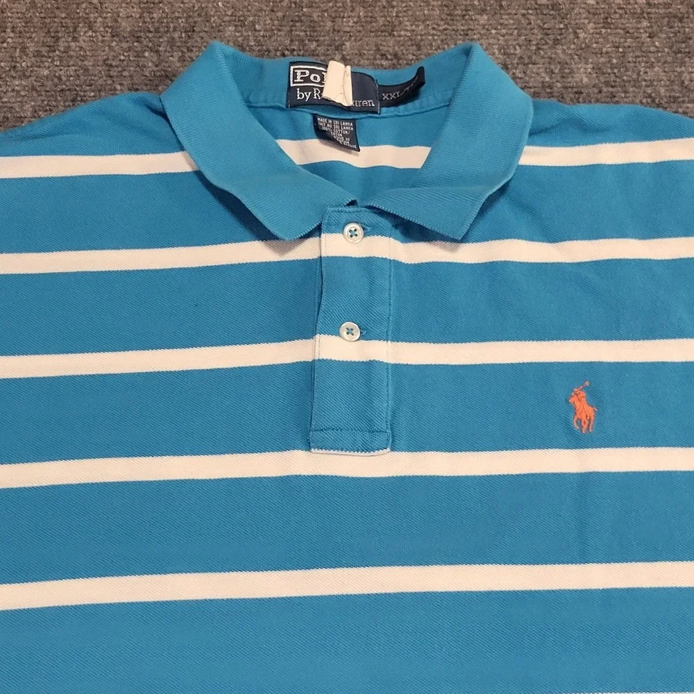 Polo Ralph Lauren Men's Short Sleeve Blue w/White Striped T-Shirt Size XX-Large